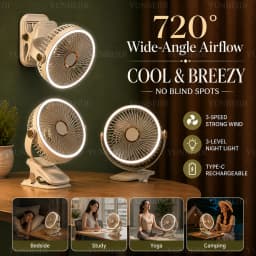 Clip on Fan Portable with LED Lights 3 Speed Adjustable Wind Speed Equipped Silent Desktop Fan Home Bedroom Camping Fan