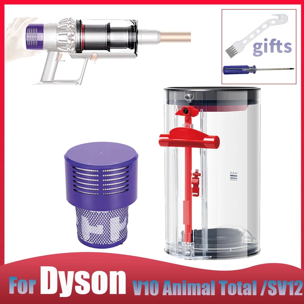 For Dyson V10 Animal Total /SV12 Clean Absolute, Upgraded Canister Dust Bucket & HEPA Filter, Not Suitable for V12