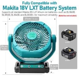 Cordless Oscillating Fan for Makita 18V Battery, 3-Speed Jobsite Industrial Camping Fan (Battery Not Included)