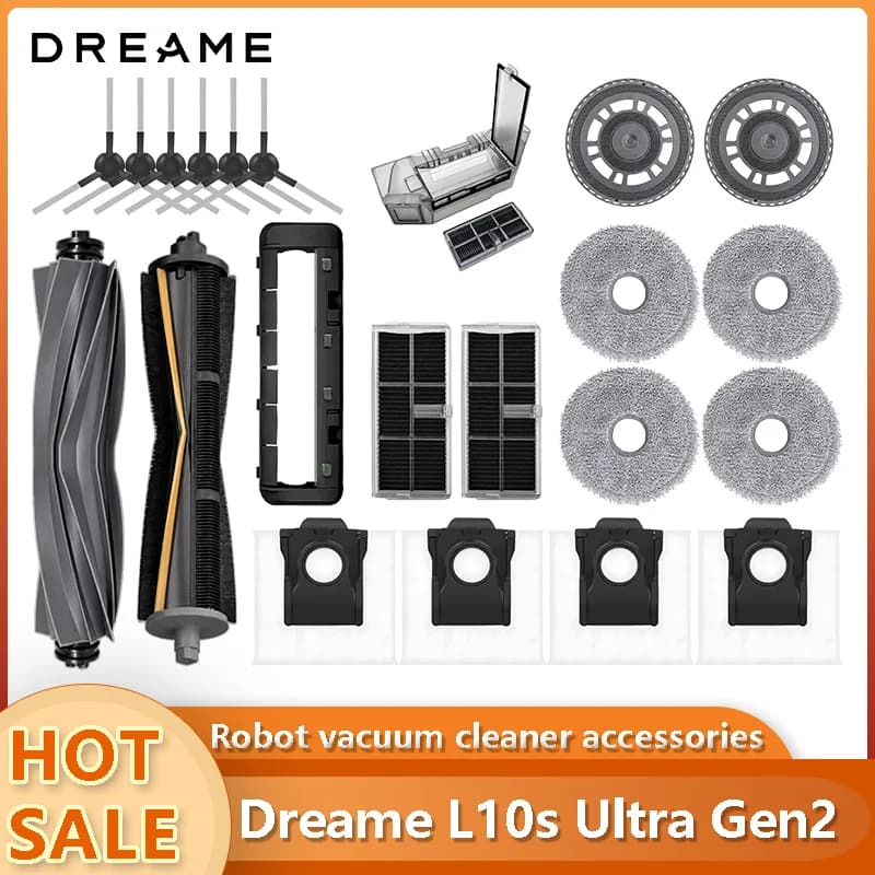 Dreame L10s Ultra Gen2 / L30s Ultra Robot Vacuum Cleaner Accessories Main Side Brush Mop Cloth Hepa Filter Dust Bag Spare Parts