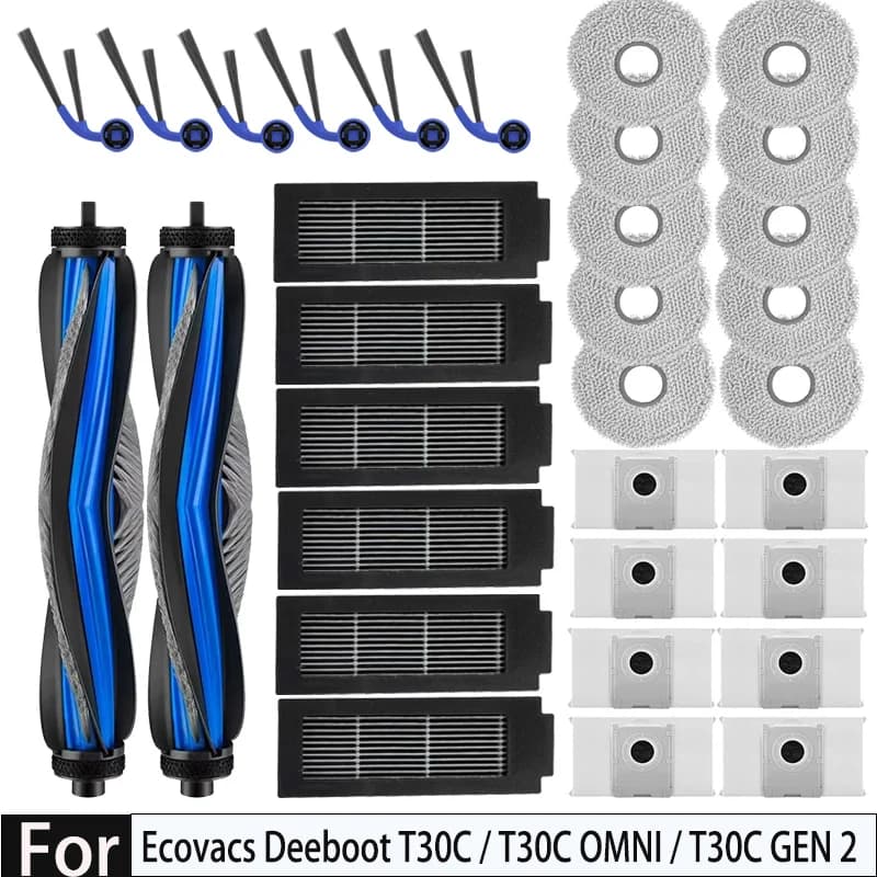 Ecovacs Deeboot T30C / T30C GEN 2 / T30C OMNI / T30C OMNI GEN 2, Debot N50 OMNI Parts Brush Filter Mop Cloth Dust Bag