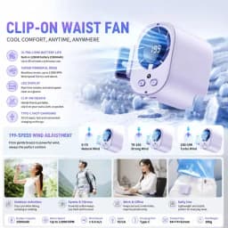NEW Summer Semiconductor Cooling Car Fan with LED Display USB Rechargeable Clip Portable Desk Fans 360 Rotation For Camping 