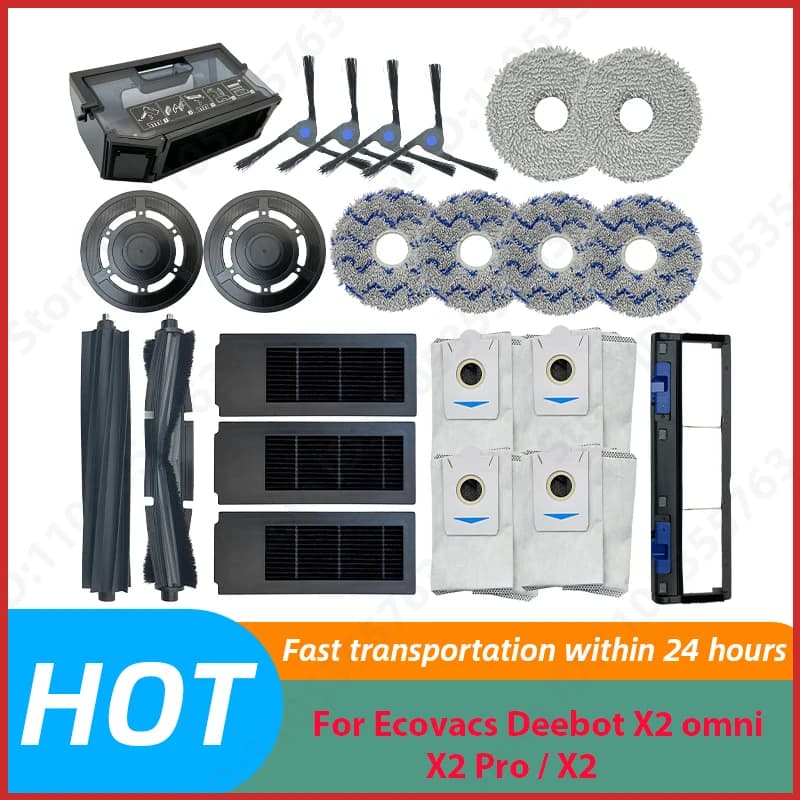 For Ecovacs Deebot X2 Omni / X2 Pro / X2 Main Side Brush Hepa Filter Mop Cloth Dust Bag Accessories