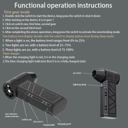 Portable desktop High-Speed Fan, Large Capacity Handheld Personal Cooling Fan, USB Rechargeable/Dust Blowing/Snow Blowing