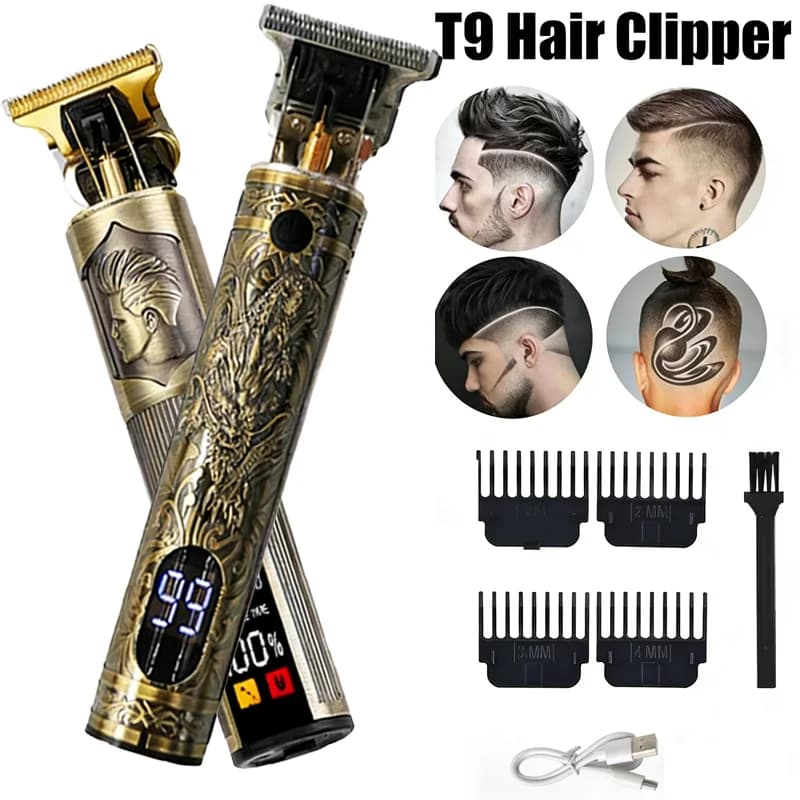2026 T9 Electric Hair Clipper 0mm Bald Fade Professional USB Rechargeable Trimmer Portable Barber Shaver for Men Home Haircut
