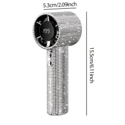 2026 New 199-Speed Portable Handheld Fan with Sparkling Imitation Diamonds & LED Display, USB Rechargeable Mini Fan for Outdoor