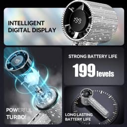 2026 New 199-Speed Portable Handheld Fan with Sparkling Imitation Diamonds & LED Display, USB Rechargeable Mini Fan for Outdoor