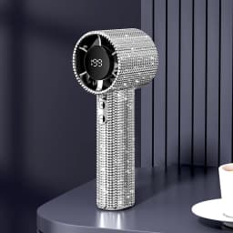 2026 New 199-Speed Portable Handheld Fan with Sparkling Imitation Diamonds & LED Display, USB Rechargeable Mini Fan for Outdoor