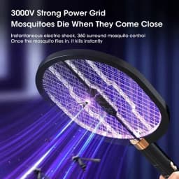 Rechargeable 3000V Electric Mosquito Swatter With UV Light Insect Killer for Indoor Outdoor Home Garden Camping Travel
