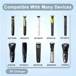 5V 1.5A Type-C Shaver Adapter Charging Converter for Philips One Blade QP4530 QP1924 QP2724 QP2834 with Charging Indicator