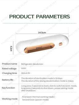 2 in 1 Rechargeable Fridge Deodorizer & Air Purifier Ozone Ion Sterilizer Extend Food Life Remove Odors for Car Home Closet