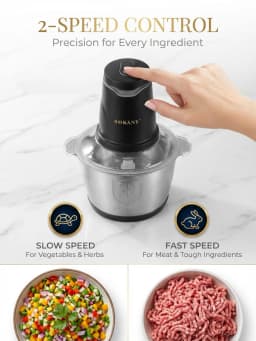 SOKANY7020 400W Electric Meat Grinder 2L 304 Stainless Steel Food Chopper 2‑Speed 4‑Blade Food Processor for Kitchen