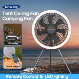 Outdoor Camping Rechargeable Fan Wireless Ceiling Electric Fan LED Light 10000mAh Emergency Charging Desktop Portable Fan Tripod