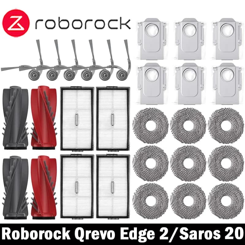 Roborock Qrevo Edge 2 / Q Revo Curv 2 Pro / Saros 20 Main Side Brush Mop Hepa Filter Dust Bag Robot Vacuum Cleaner Accessories