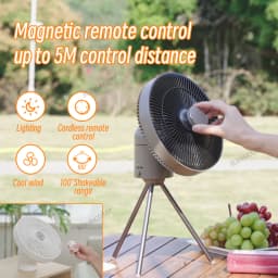 Electric Oscillating Fan Rechargeable Desktop Circulator Wireless Ceiling Camping Tent Fan with Remote Control LED Lighting