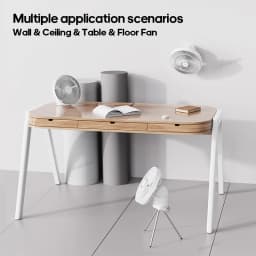 Electric Oscillating Fan Rechargeable Desktop Circulator Wireless Ceiling Camping Tent Fan with Remote Control LED Lighting
