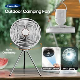 Electric Oscillating Fan Rechargeable Desktop Circulator Wireless Ceiling Camping Tent Fan with Remote Control LED Lighting