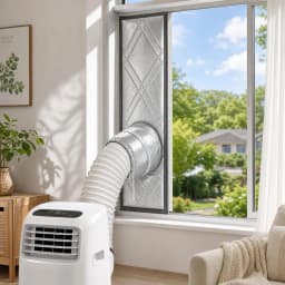 Portable Air Conditioner Window Seal Cloth, Insulated Window Vent Kit with Drawstring Hole for Portable AC Exhaust Hose, Heat In