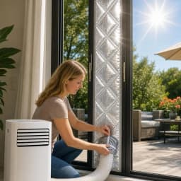 Portable Air Conditioner Window Seal Cloth, Insulated Window Vent Kit with Drawstring Hole for Portable AC Exhaust Hose, Heat In