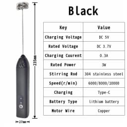 Milk Frother Egg Beater Mini Coffee Whisk Mixer Rechargeable Electric Milk Frother Wireless Milk Foamer Maker Handheld Stirrer