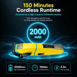Kemei KM-2153 Professional Bold Hair Cut Machine 8000RPM Fade Blade 2000mAh LED Display 2-Speed 5W DC Motor Men's Hair Clipper