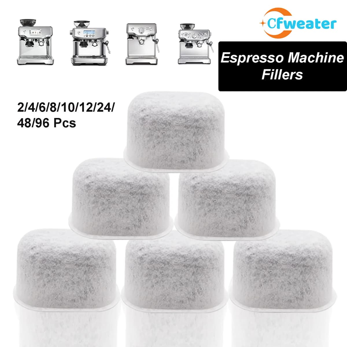 96-2Pcs Filter for Breville Filter replacement for Breville Espresso Machine BWF100 /990/980/870/878/880/860/840/810/600/500/450