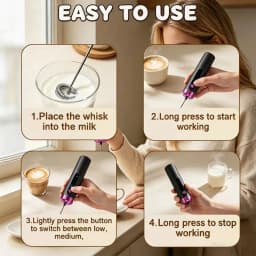 Electric Milk Frother USB Rechargeable Handheld 3 Speeds Coffee Foam Maker Cappuccino Frothing Wand Mixer for Kitchen Cafe Use