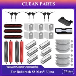 For Roborock S8 Maxv Ultra Vacuum Cleaner Accessories Mian Brush Side Brush Mop Pads Cloth Dust Bag Hepa Filter Spare Parts