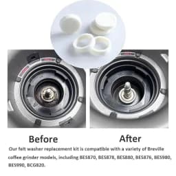 Felt Washer Replacement Compatible with Breville Espresso Machine Grinder – BES870 BES878 BES880 BCG820 BES980 – Wool Ring