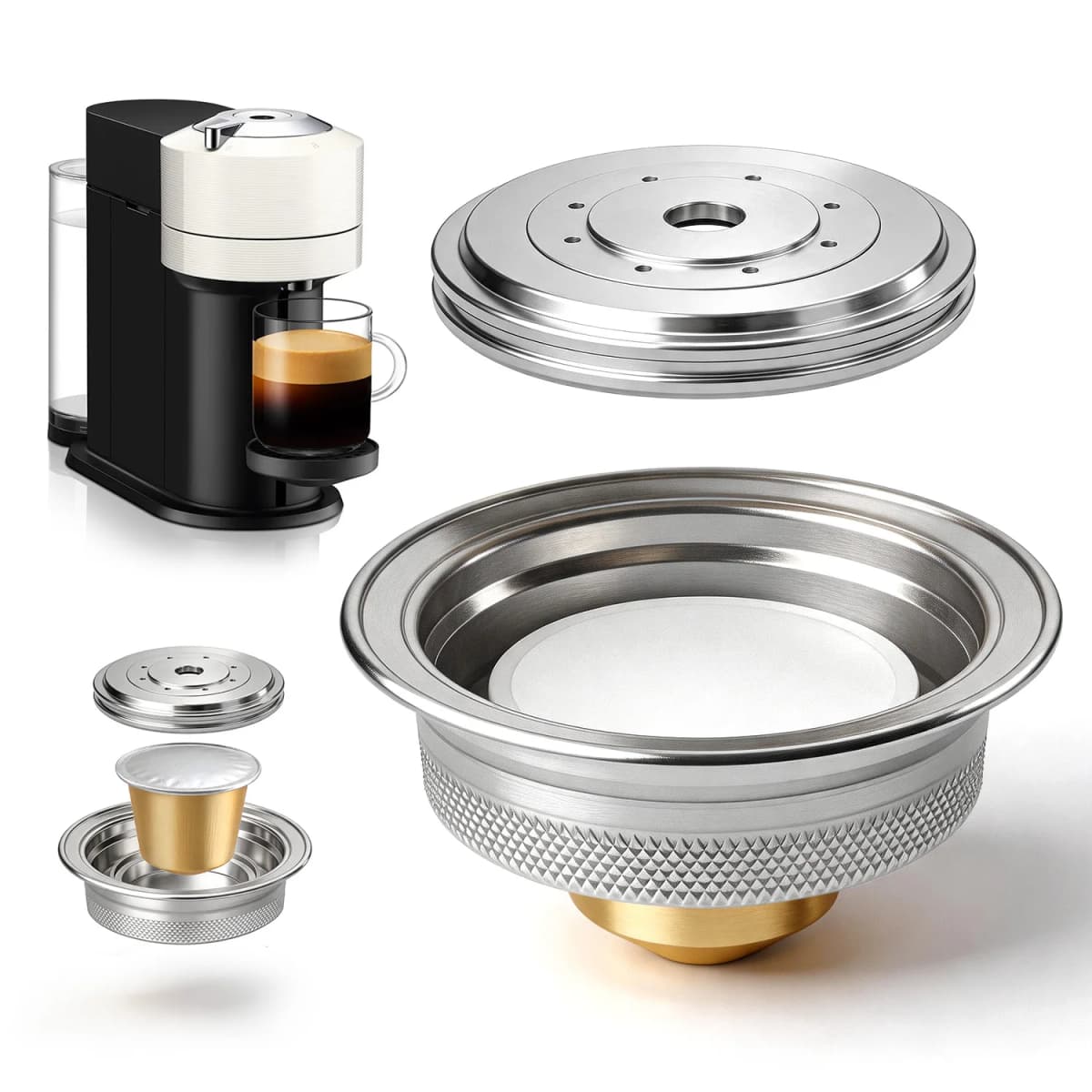 Reusable Coffee Capsule Adapter for Nespresso Vertuo Pop / VertuoLine Next – Converts to Vertuo Pods Compatible Accessory