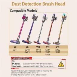 Green Light Dust Detection Fluffy Head, Soft Roller Vacuum Attachment for Dyson V7 V8 V10 V11 V15 Replacement Part for Hardwood