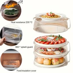 Multifunctional Microwave Splash Guard - Heat Resistant 200 ° C, 360 ° Splash-Proof, Stacking Design, Food Insulation Cover