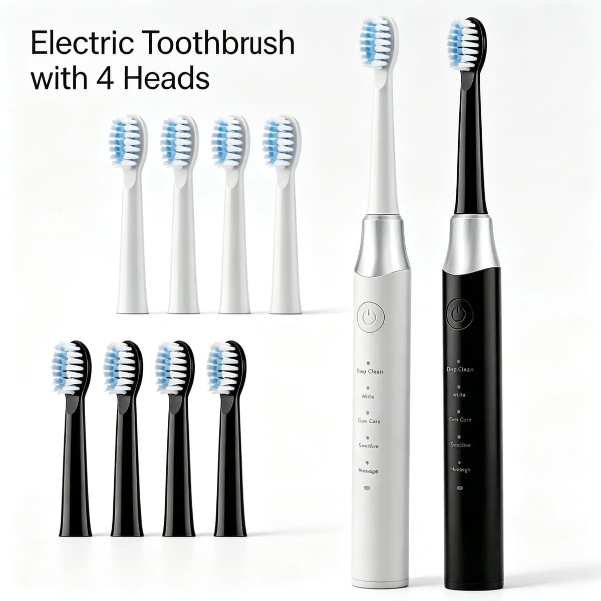 Electric Toothbrush Rechargeable 5 Modes IPX7 Waterproof, Adult Toothbrush with 4 Heads, 60-Day Battery USB-C, Travel Gift