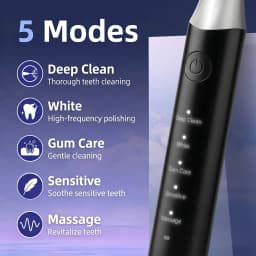 Electric Toothbrush Rechargeable 5 Modes IPX7 Waterproof, Adult Toothbrush with 4 Heads, 60-Day Battery USB-C, Travel Gift