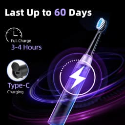 Electric Toothbrush Rechargeable 5 Modes IPX7 Waterproof, Adult Toothbrush with 4 Heads, 60-Day Battery USB-C, Travel Gift