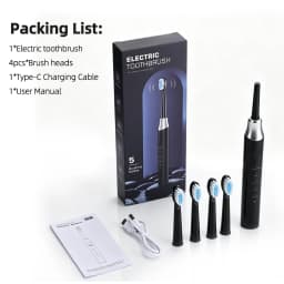 Electric Toothbrush Rechargeable 5 Modes IPX7 Waterproof, Adult Toothbrush with 4 Heads, 60-Day Battery USB-C, Travel Gift