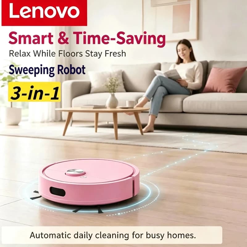 Lenovo 3 in 1 Sweeping Robot Vacuum Cleaner Mopping Smart Home USB Rechargeable Vacuum Mop Robot Sweep Floor Robot for Home