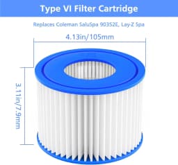 Hot Tub Filter VI, Spa Filter Cartridge for Bestway VI Lay-Z-Spa Intex, Coleman SaluSpa 90352E 58323 58323E, Hot Tub Spa Filters