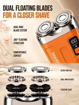 Mini Electric Rotary Shaver for Men USB Rechargeable 3D Floating Blade Washable Beard Razor for Home Travel