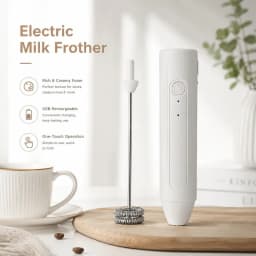 Electric Coffee Frother 2 In 1 Rechargeable Type-C Blender Stainless Steel 3 Speeds Milk Mixer Egg Beater Handheld Foam Maker