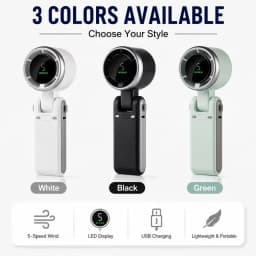 3-in-1 Fan, 5-speed, Portable Foldable Handheld Fan, USB Rechargeable Lithium Battery, USB Charging, Travel Mini Fan