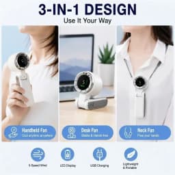3-in-1 Fan, 5-speed, Portable Foldable Handheld Fan, USB Rechargeable Lithium Battery, USB Charging, Travel Mini Fan