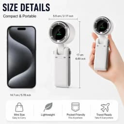 3-in-1 Fan, 5-speed, Portable Foldable Handheld Fan, USB Rechargeable Lithium Battery, USB Charging, Travel Mini Fan
