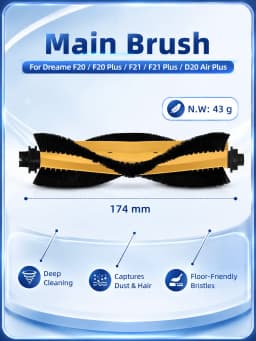 Fit For Dreame F20/F20 Plus/F21/F21 Plus/D20 Air Plus/F20 Eco/F20 Eco Plus/L30s Plus Main Brush Side Brush Filter Mop Dust Bag