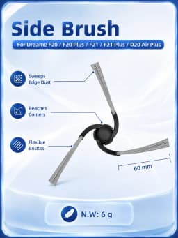 Fit For Dreame F20/F20 Plus/F21/F21 Plus/D20 Air Plus/F20 Eco/F20 Eco Plus/L30s Plus Main Brush Side Brush Filter Mop Dust Bag