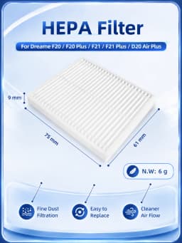 Fit For Dreame F20/F20 Plus/F21/F21 Plus/D20 Air Plus/F20 Eco/F20 Eco Plus/L30s Plus Main Brush Side Brush Filter Mop Dust Bag