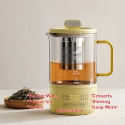 0.6L Electric Kettle Multifunction Appointment Teapot Temperature Control Health Pot Office Glass Flower Teapot Auto Keep Warm