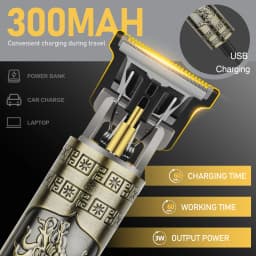 USB Rechargeable Vintage T9 Hair Trimmer for Men Professional Barber Hair Clipper Beard Edge Cutting Machine with Guide Combs