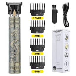 USB Rechargeable Vintage T9 Hair Trimmer for Men Professional Barber Hair Clipper Beard Edge Cutting Machine with Guide Combs