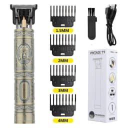 USB Rechargeable Vintage T9 Hair Trimmer for Men Professional Barber Hair Clipper Beard Edge Cutting Machine with Guide Combs